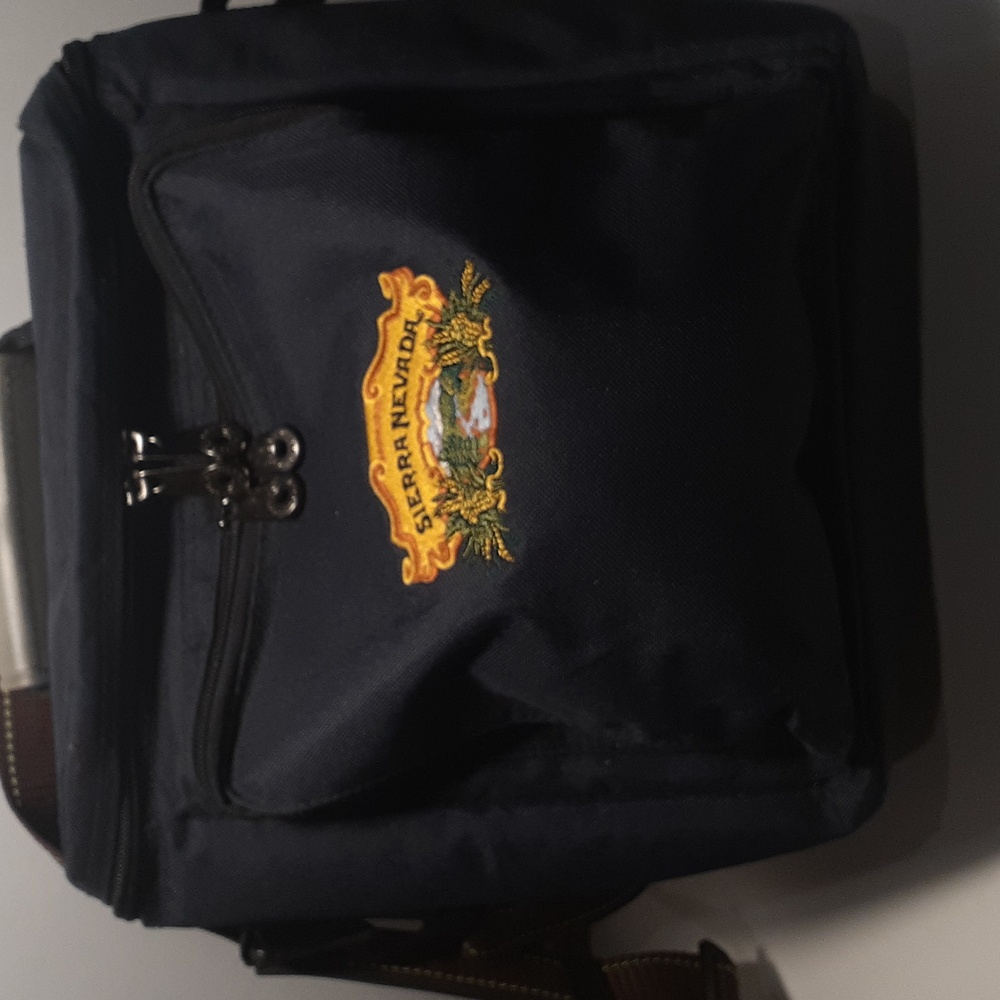 Sierra Nevada Brewery. Official travel cooler. Navy blue. Two zipper pockets.